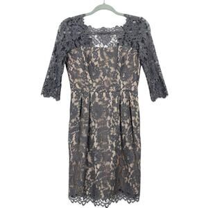 Milly Stella Lace Dress Gray Size 4 Mini Cocktail Evening Wedding Night Out